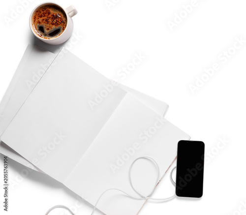 Overhead view of coffee cup...