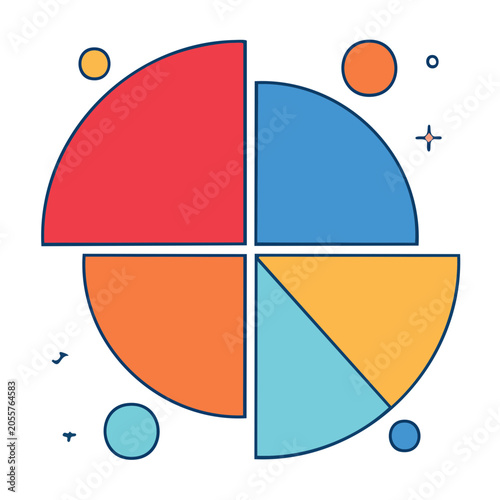 Flat pie chart vector illustration