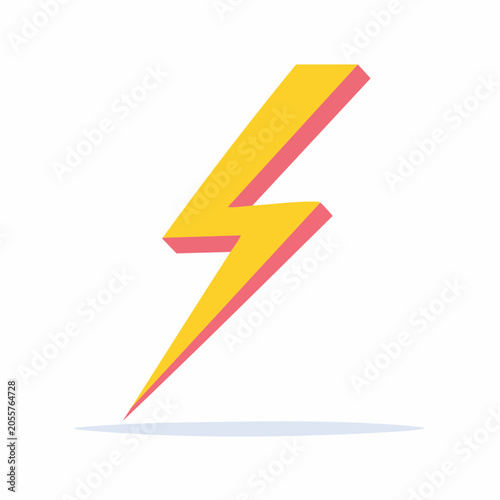 Yellow Lightning Bolt Icon with Pink Outline