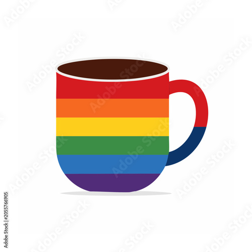 Rainbow striped plastic cup 3D render