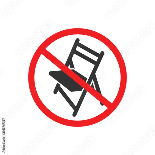 vector design of a red sign prohibiting the use of folding chairs