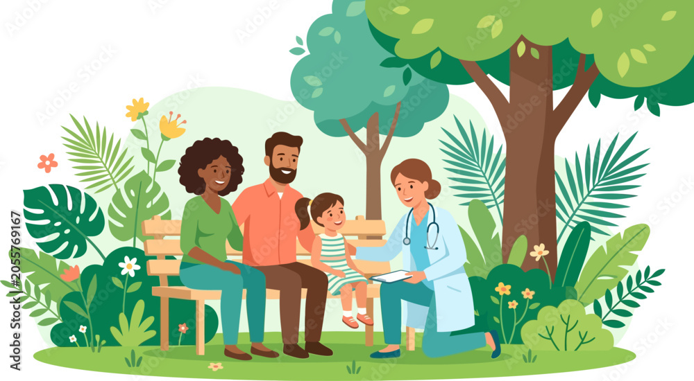 Fototapeta premium Healthcare and Medical Wellness in Nature Simple Flat Vector Illustration Collection Isolated on White Background