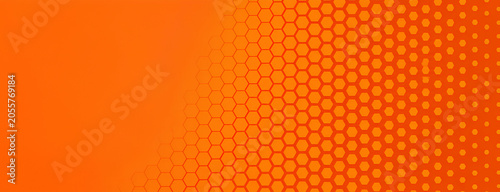 Abstract Orange Hexagon Technology Background with Modern Geometric Honeycomb Pattern
