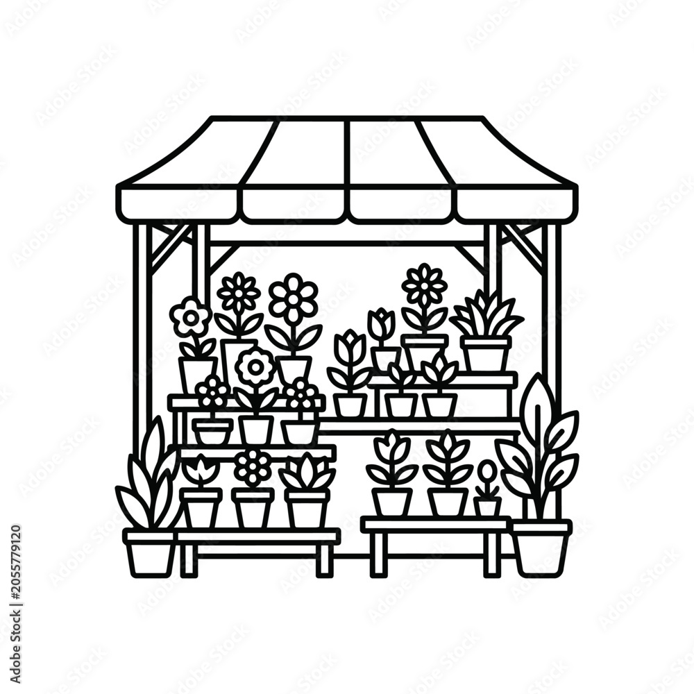 Obraz premium Variety of Potted Plants on Shelves.