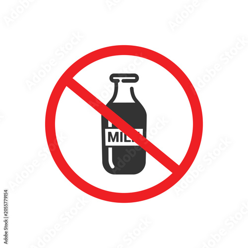 vector design of a red sign prohibiting the consumption of milk
