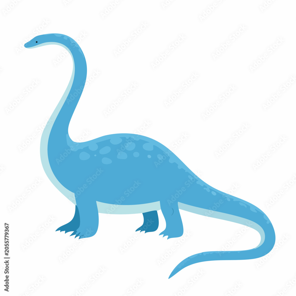 Naklejka premium Blue Cartoon Brontosaurus Dinosaur