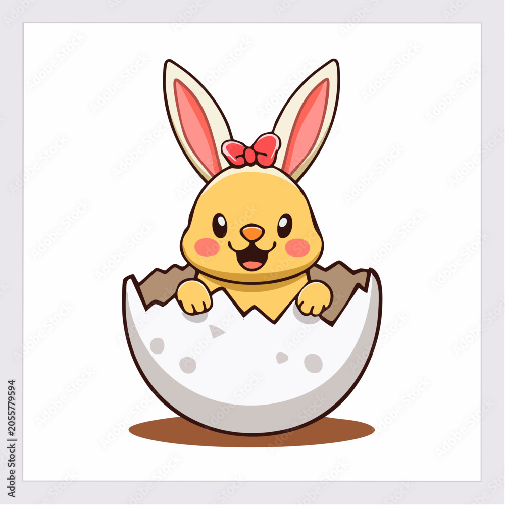 Obraz premium Cute Easter Bunny Hatching from Egg