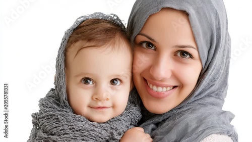 Mother and baby smiling portrait