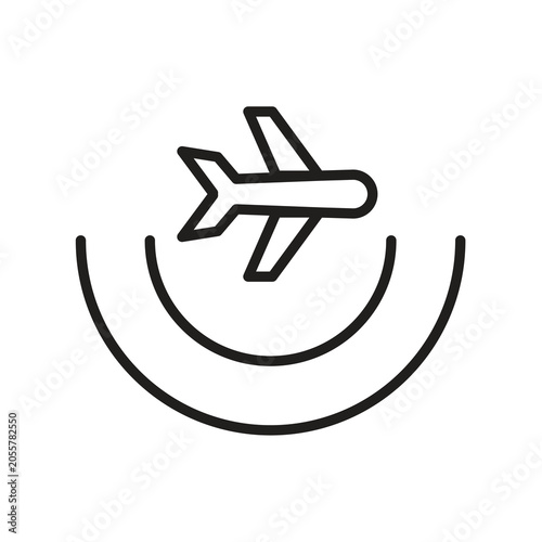 Airplane Radar Line Icon.Aircraft Tracking Outline Vector.Flight Radar Monitoring Line Symbol..eps