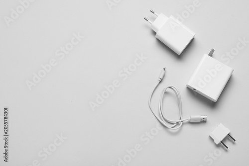 White USB type-c charger an...