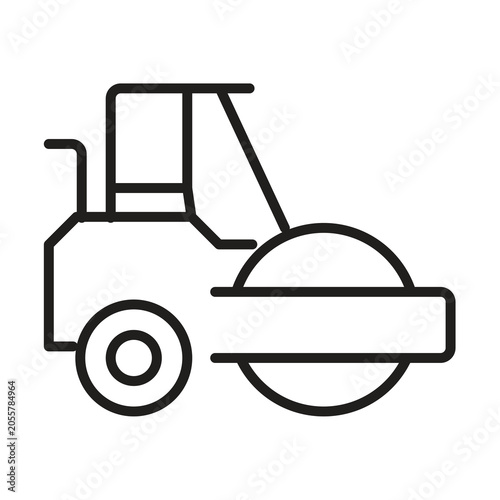 Road Roller Machine Line Icon.Asphalt Compactor Outline Vector.Heavy Construction Vehicle Line Symbol..eps..eps