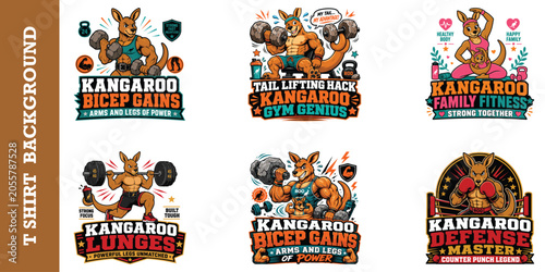 Fotografía Kangaroo pull up beast logo mascot design for t shirt background, strong back and bounce power