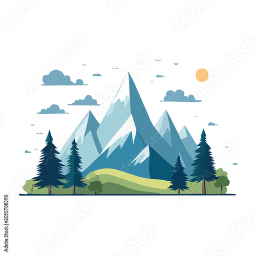 Mountain Landscape Flat Vector Illustration