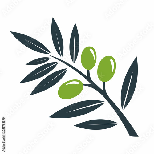 Olive Branch with Green Olives Icon
