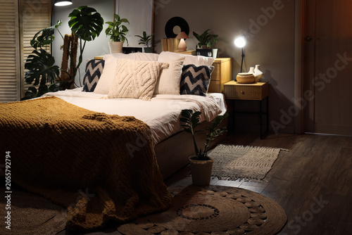 Interior of bedroom with co...