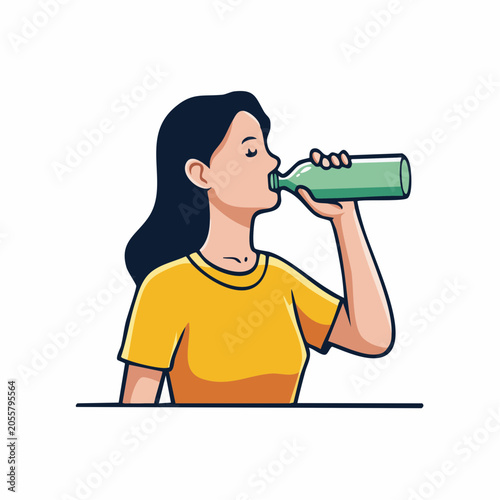 Woman Drinking Water from a Bottle