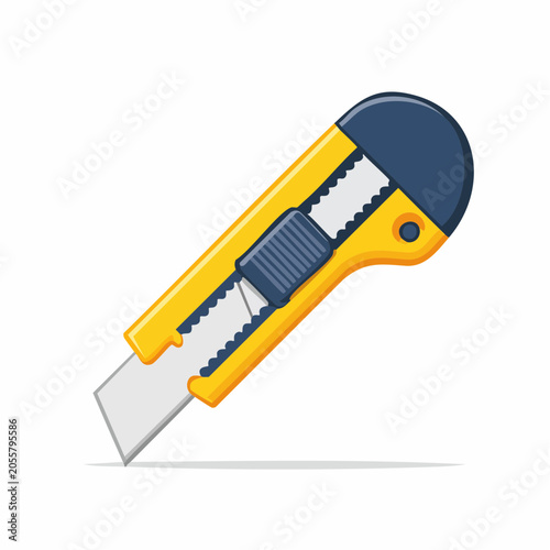 Yellow Utility Knife with Blue Accent
