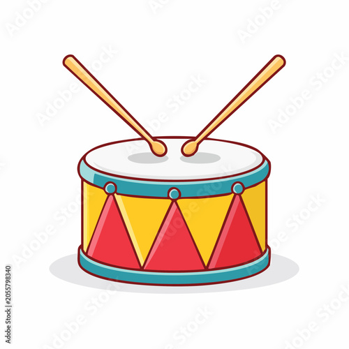 Cartoon Drum with Drumsticks