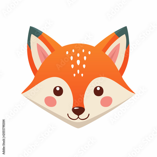 Cute Cartoon Fox Face Illustration