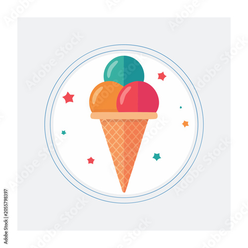 Flat design ice cream cone with sprinkles