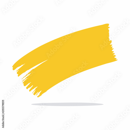 Yellow Brush Stroke on White Background