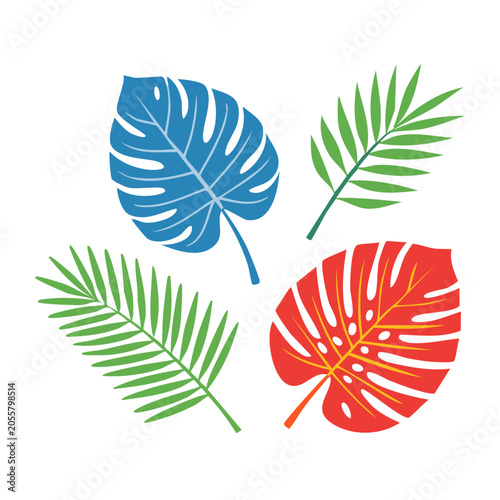 Tropical Leaves Flat Design Vector