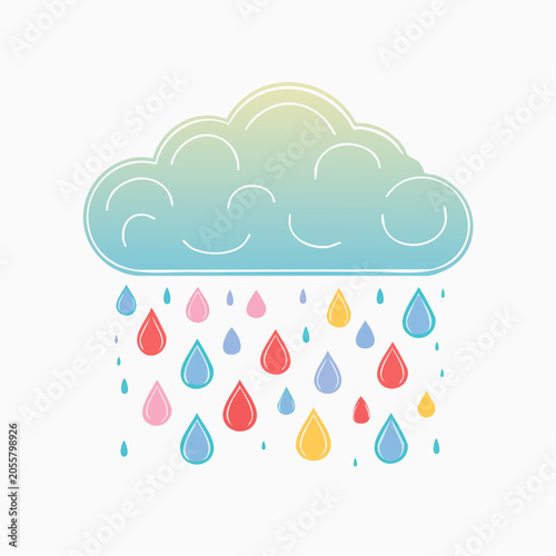 Colorful Raindrops Falling from a Gradient Cloud