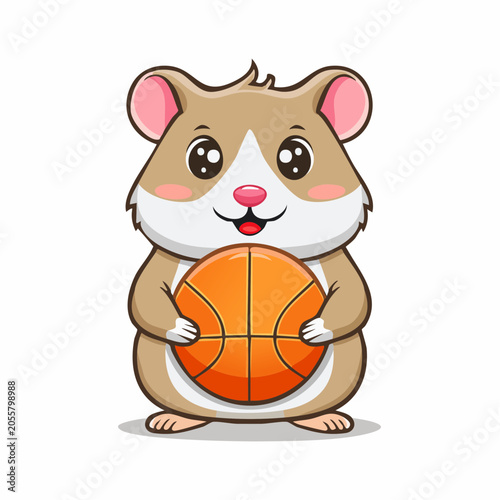 Cute Hamster Holding a Basketball