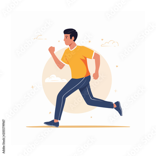 Man running in flat design style