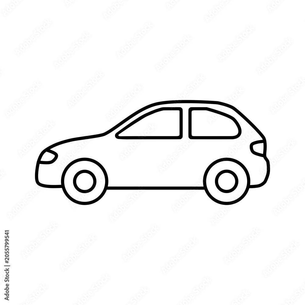 Obraz premium Compact Hatchback Car Outline Icon