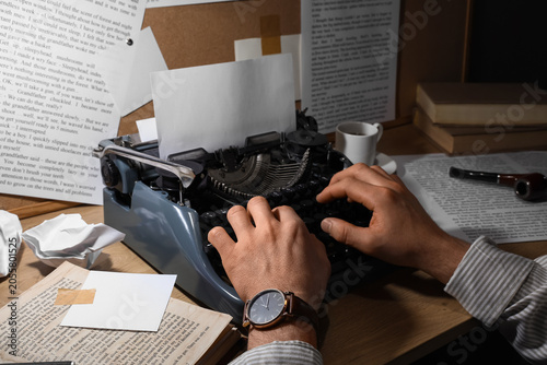 Vintage typewriter with han...