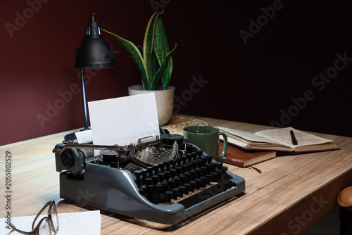 Vintage typewriter with bla...
