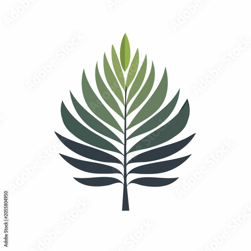 Stylized Leaf Illustration with Gradient Green Tones.