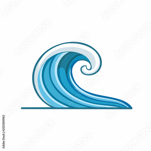 Stylized Ocean Wave Illustration with Blue and White Tones.