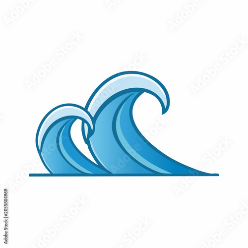 Stylized Ocean Waves Illustration with Blue Gradient.