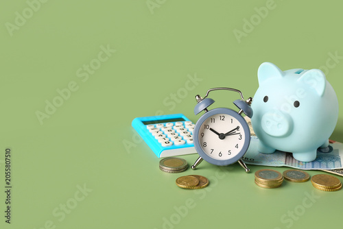 Alarm clock with money, cal...
