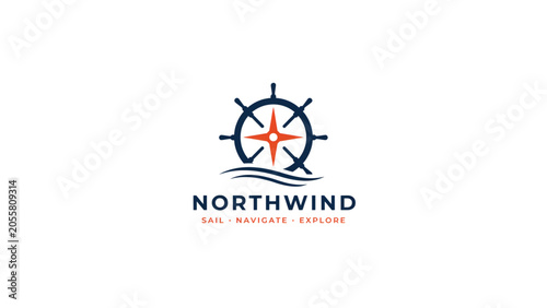 Fotografie Modern logo design for northwind company with anchor and sailboat graphic Vector