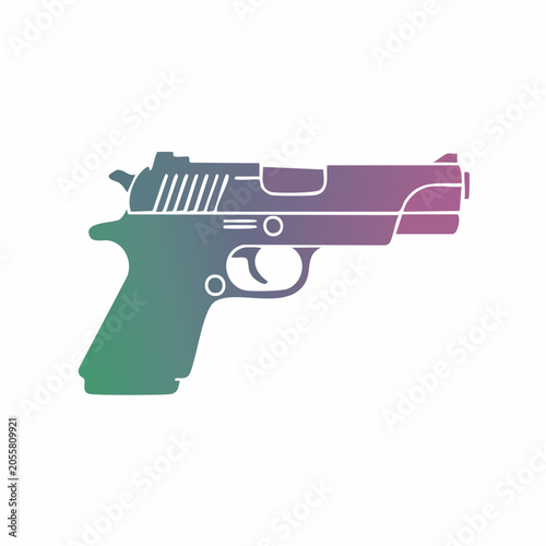 Multicolor gradient pistol handgun icon illustration isolated on white