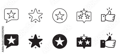 Obraz na plátně Recommendation Stars Icon Set - Vector Linear and Glyph Style Icons for Artifici