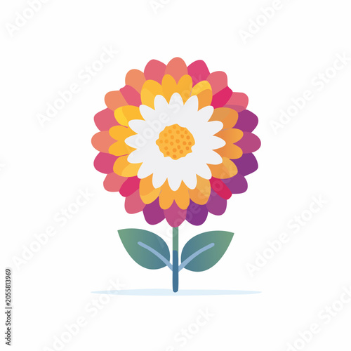 Vibrant multicolored stylized flower illustration on white background.