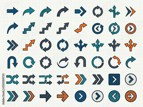 Konstfotografi Comprehensive Set of Stylized Arrow Icons for UI and Infographic Design