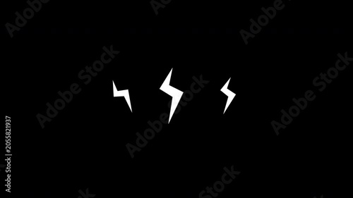 Thunder Lightning Angry Effect Symbol Animation Simple Clean White Loop Transparent Background