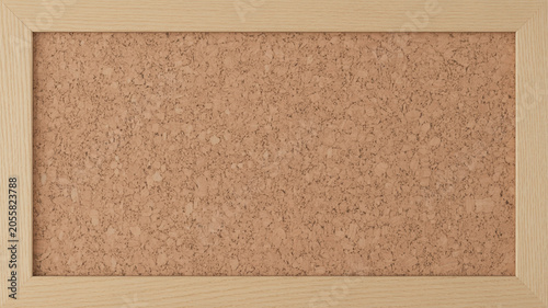 Rectangular cork bulletin board with a light wood frame and textured surface