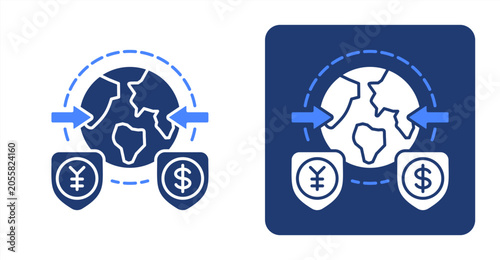 Bild auf Leinwand Currency War icon, with contrast background.