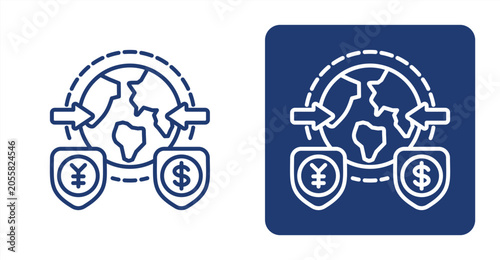 Bild auf Leinwand Currency War icon, with contrast background.
