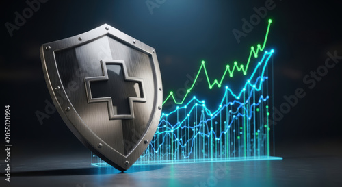 Healthcare security shield medical cross data