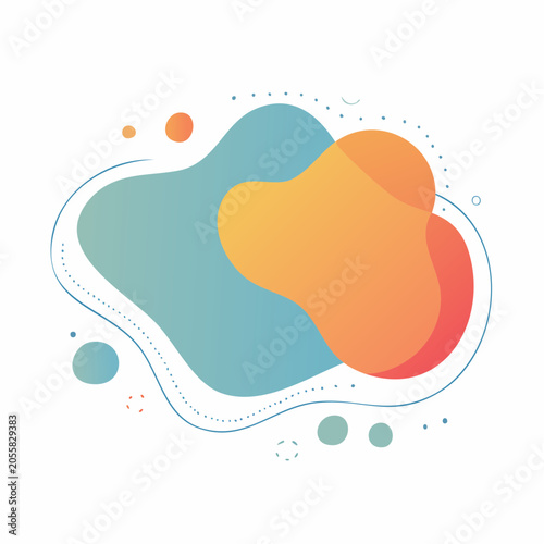 Abstract Gradient Blob Shapes with Dots and Lines