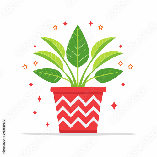 Potted Plant with Decorative Pot and Sparkles
