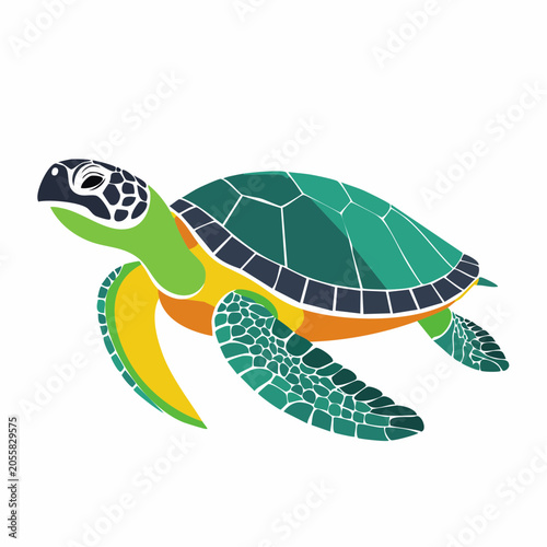 Stylized Green Sea Turtle Illustration