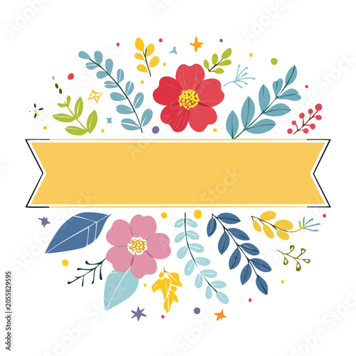 Tropical flowers and butterflies vector design